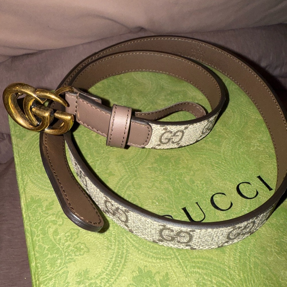 Gucci Tan and Gold Women's Belt
